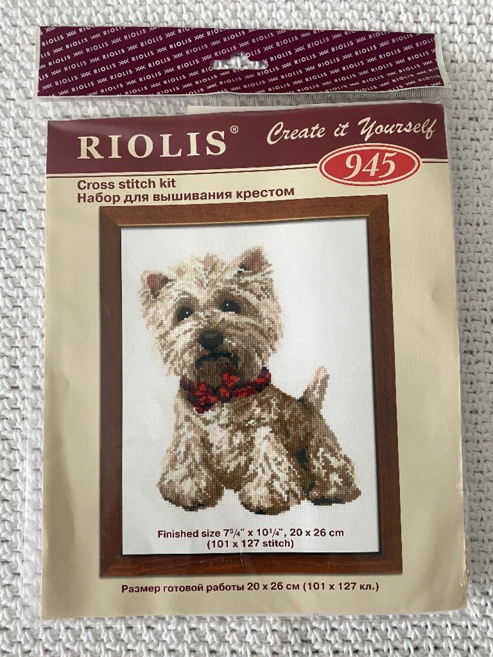 NWT Riolis Counted Cross Stitch Kit No. 945 "West Highland White" Dog